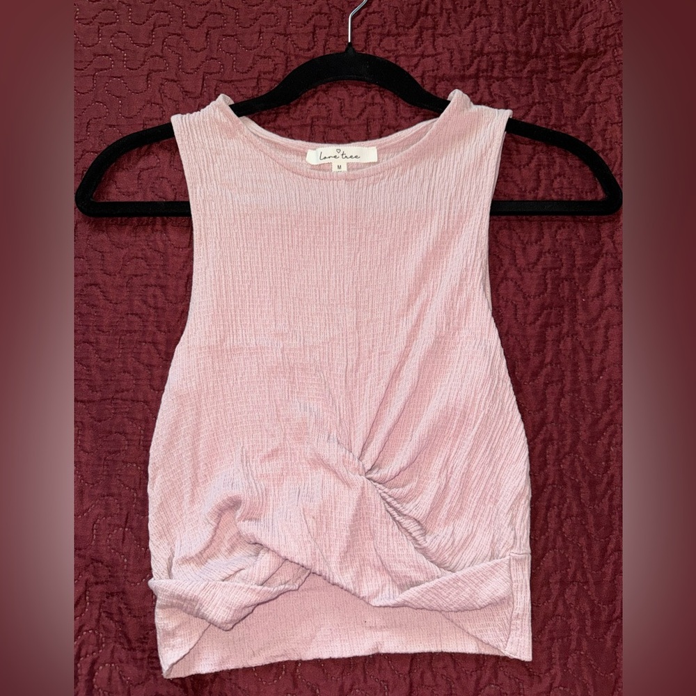 Love Tree Blush Twist Tank Top